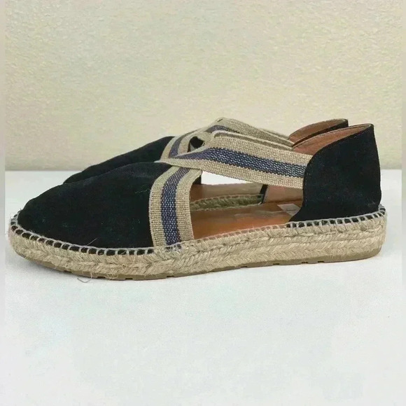 VIGUERA Women's 40 Dames Espadrille Flat Shoes Navy Blue Suede Cross Over Beach - Picture 6 of 14